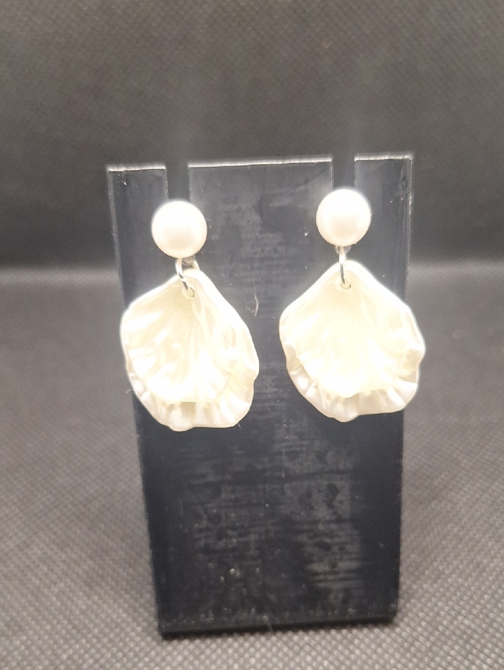 Pearl Drop White Floral Resin Earrings by